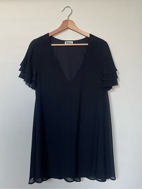 Show Me Your MuMu Black V-Neck Flutter Sleeve Mini Dress